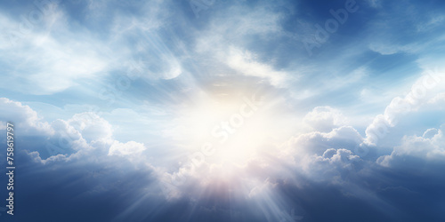 blue sky with clouds, Sunlight and blue sky with clouds, The sky is blue with beautiful clouds, 