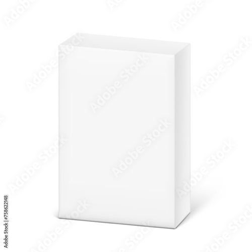 Realistic cardboard box mockup. Vector illustration isolated on white background. Half side views. Can be use for food, cosmetic, pharmacy and etc. Show your product from a better angle. EPS10.