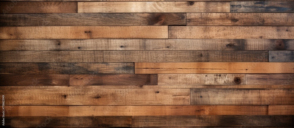 A closeup shot showcasing a brown hardwood plank wall with a blurred background. The rectangle pattern and tint shades of the wood stain create a beautiful flooring A closeup shot showcasing a brown hardwood plank wall with a blurred background. The rectangle pattern and tint shades of the wood stain create a beautiful flooring
