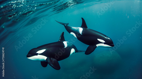 Two orcas swimming together  © Kelvin Lynch Art