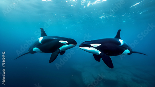 Two orcas swimming together  © Kelvin Lynch Art