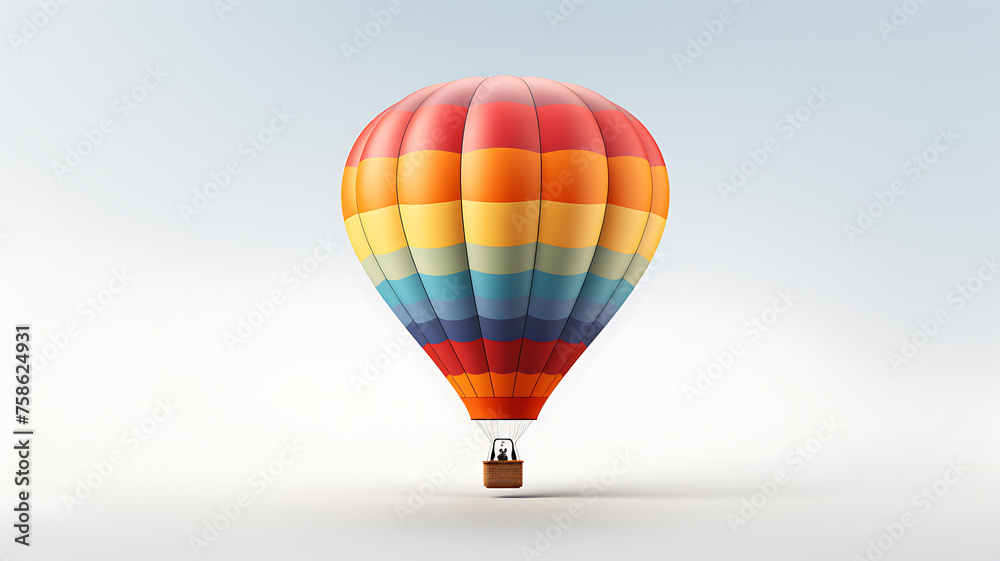 vibrant hot air balloon against a clean white background