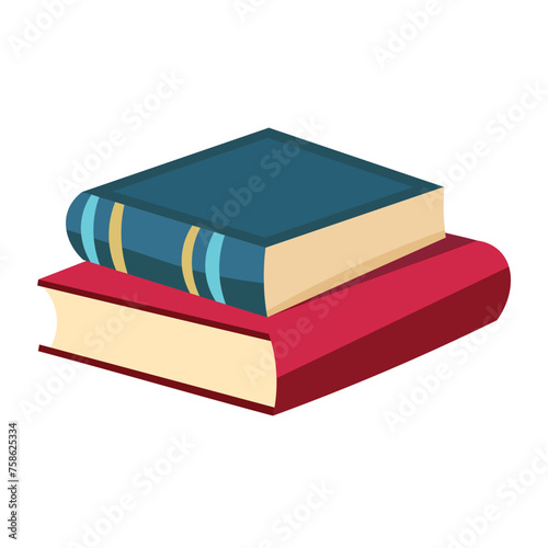 Stack of two books, flat vector illustration, book  icon