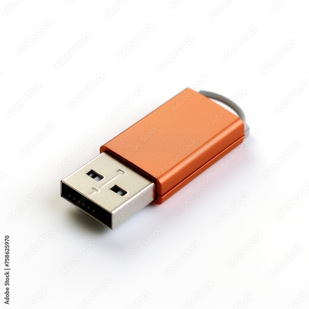 single USB flash drive memory stick hardware isolated on white background 