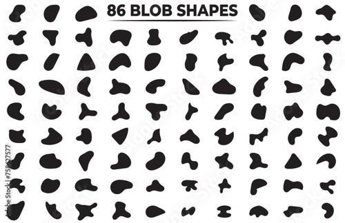 Organic blobs set icon. Random shapes cube drop © Ayashani