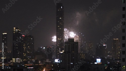 Wallpaper Mural Blurred video background of fireworks or fireworks arranged according to the event or New Year festival, various Christmas events, let tourists watch the beauty of light and sound at night. Torontodigital.ca