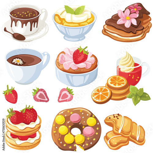 Breakfast Sweets And Flowers Clipart 