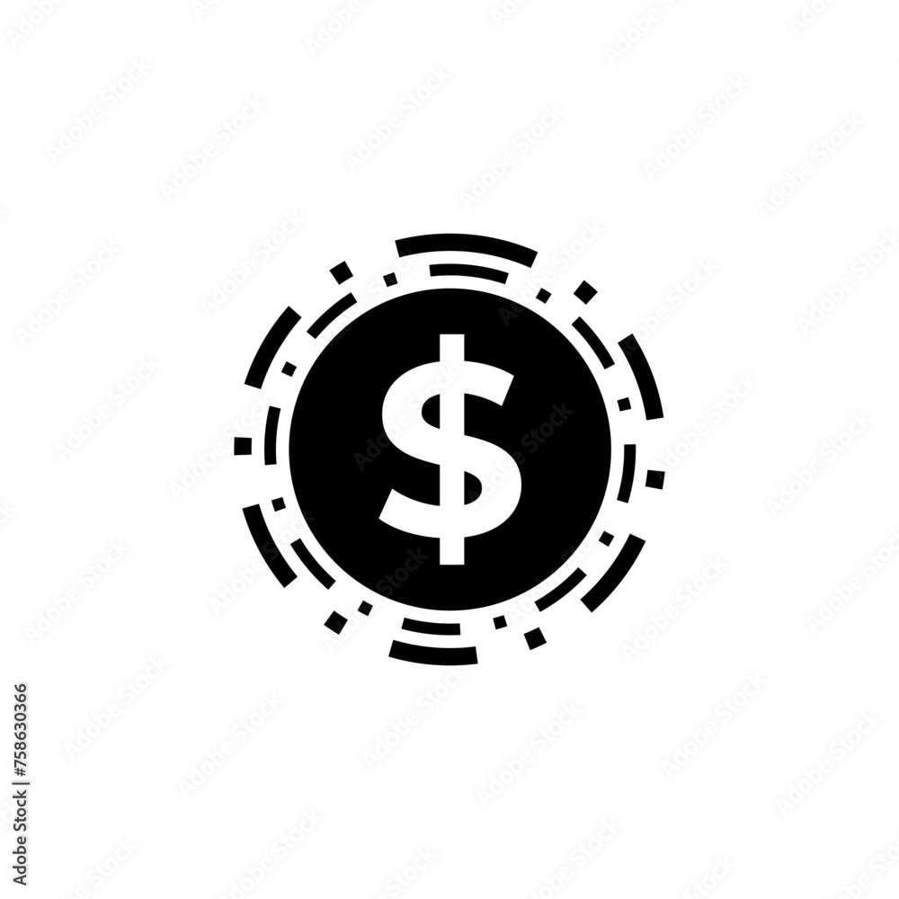 icon money coin top view with circular broken linecircular broken line icon money coin top view with circular broken linecircular broken line