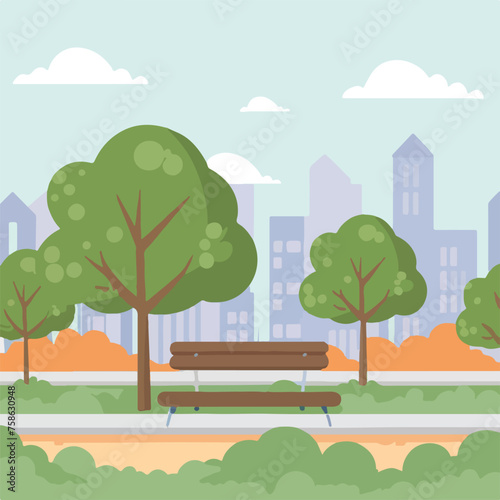 outdoor city park landscape vector illustration