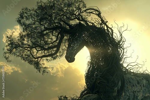Unicorn folklore silhouette, outlined against the backdrop of ancient tales, a figure steeped in the lore of the ages.