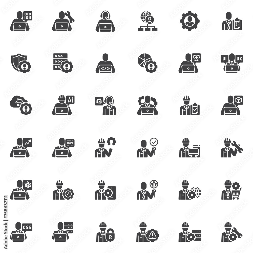 IT specialist vector icons set