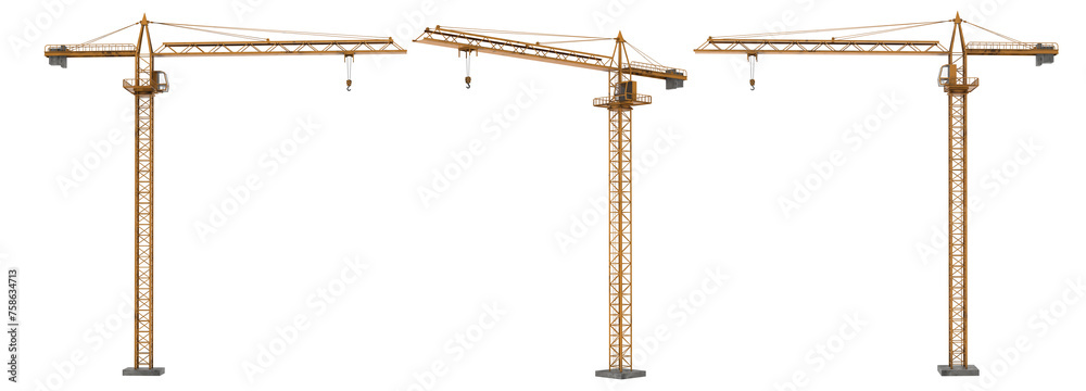 © POSMGUYS - Construction Crane isolated or yellow tower crane isolated on transparency background.