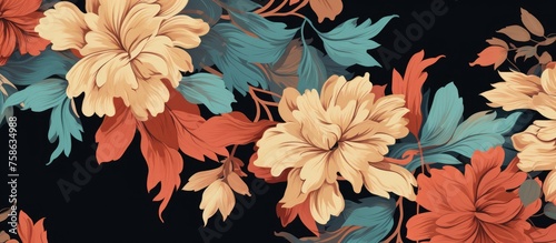 Seamless floral pattern with geometric design for interior decor and printed materials.