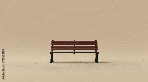 A beautiful decorative empty park bench with copy space.