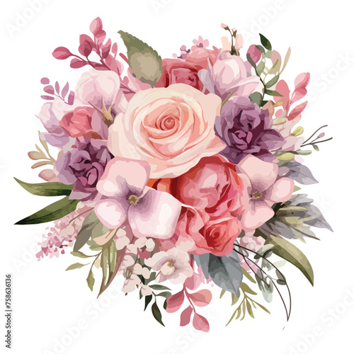 Dreamy Wedding Bouquet Clipart isolated on white background