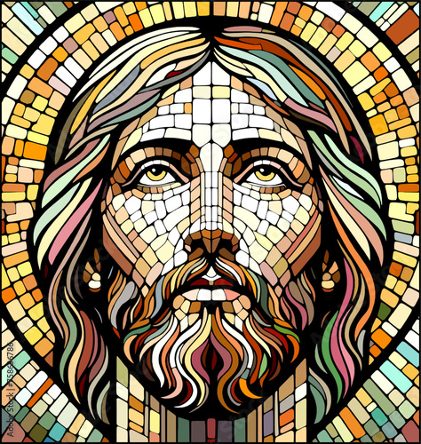 mosaic of jesus face - colorful (artwork 4)