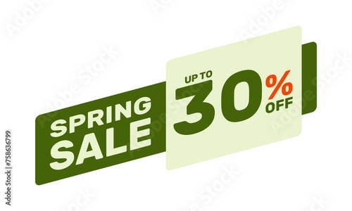 Spring sale up to 30% off. Vector advertising banner or season discount poster. Special offer label. Marketing special price deal.