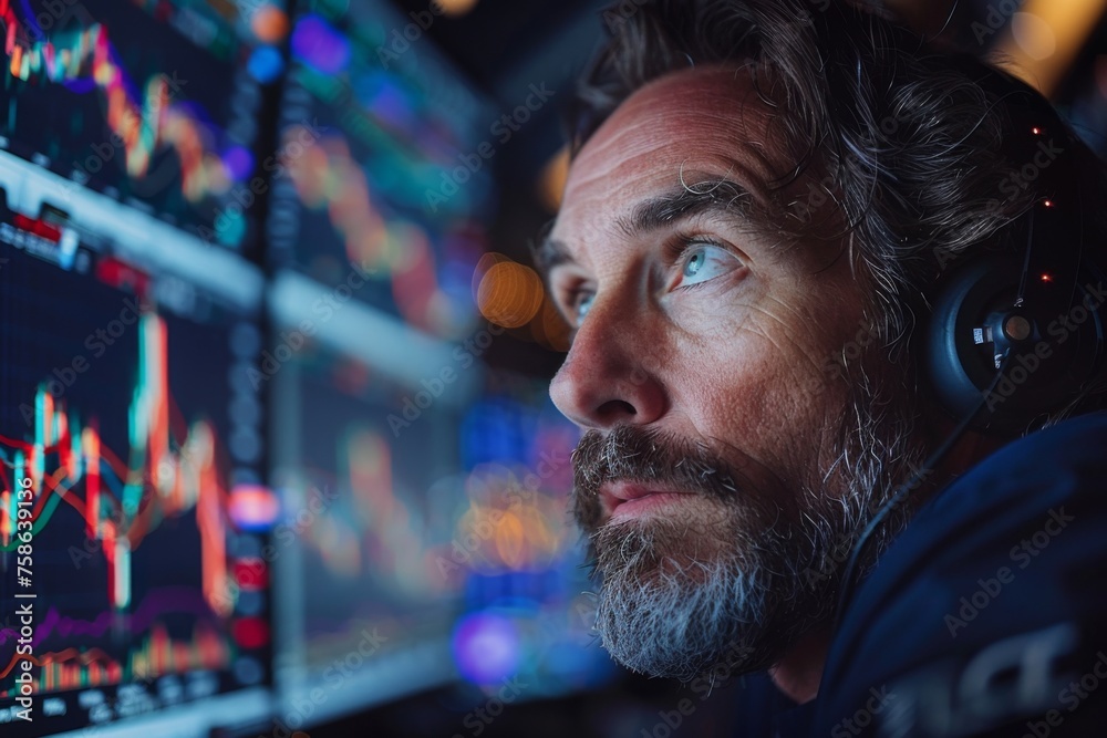 Intense Gaze: A Trader's Focus in the Dynamic World of Stock Markets Intense Gaze: A Trader's Focus in the Dynamic World of Stock Markets