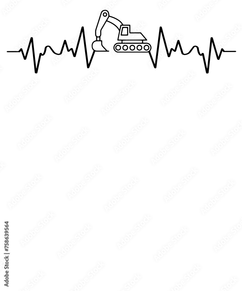 Excavator Heartbeat EKG png design, Excavator, EKG, Nurse, Shirt design, Excavator png, Excavator Heartbeat png, Excavator with Heart png, Excavator Heartbeat Shirt png, Love Excavator p