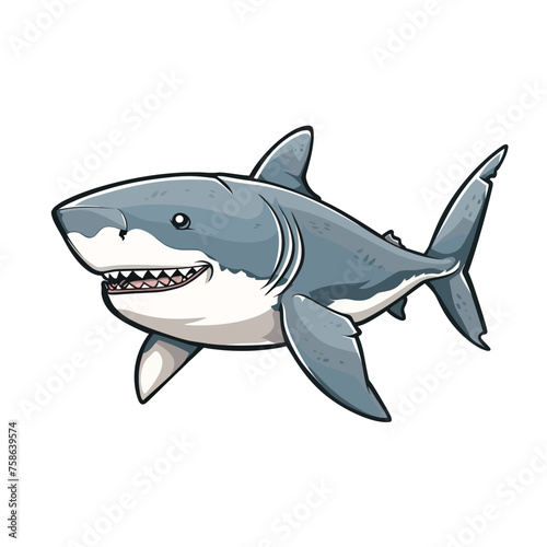 Shark. Hand drawn vector illustration. Isolated on white background.