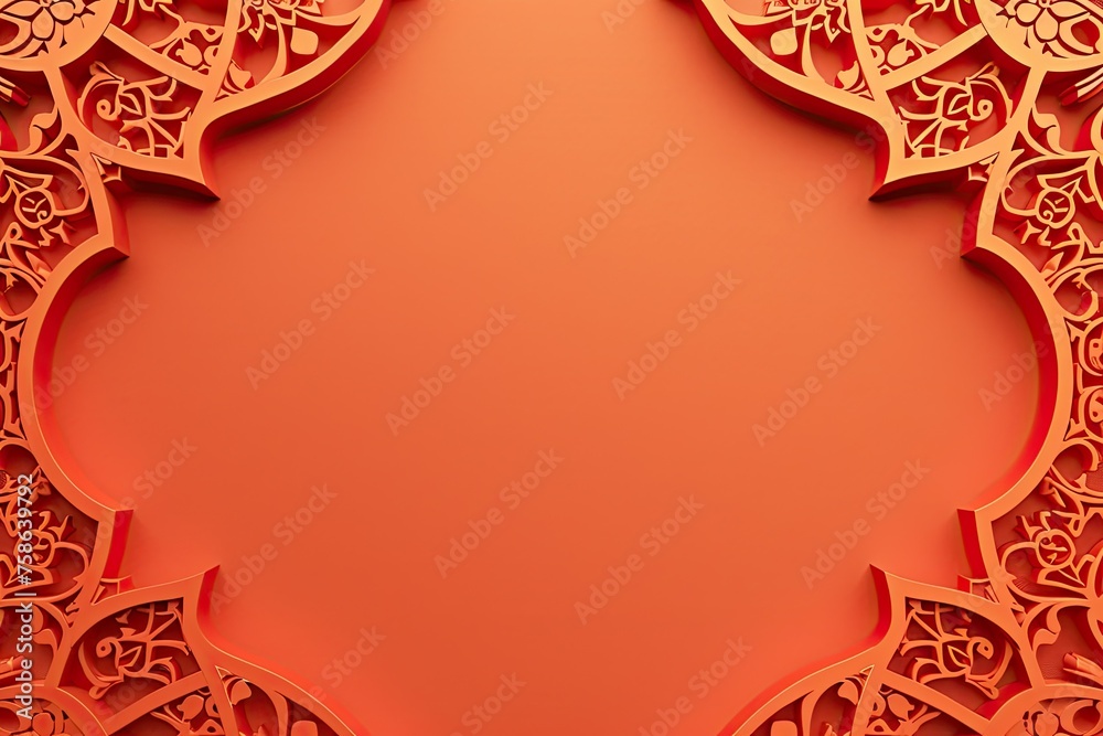 Fototapeta premium desktop wallpaper background with arabic light of ornament isolated on salmon background 