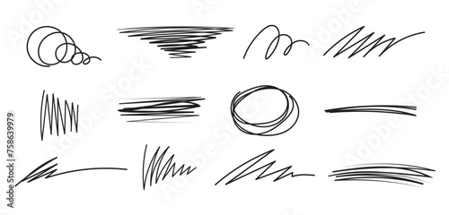 Fototapeta Naklejka Na Ścianę i Meble -  Line brush strokes marker sketch underline. Hand drawn marker scribbles.