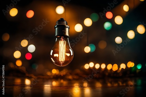 bulb in night making a glowing sceen