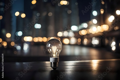 bulb in night making a glowing sceen photo
