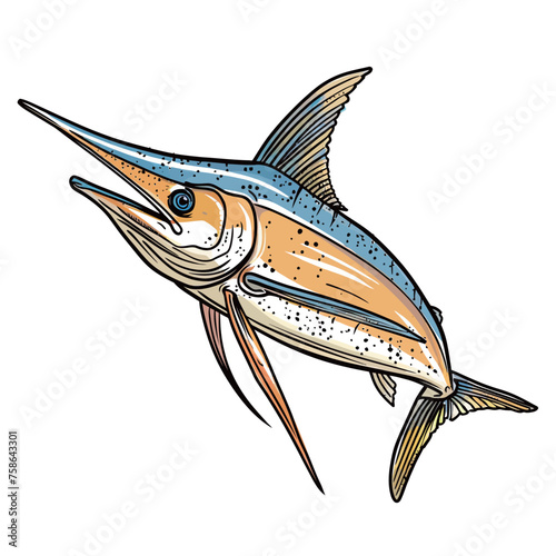 Blue marlin fish on white background. Vector illustration for your design