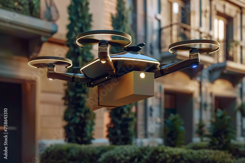 AI-powered autonomous drones delivering packages to customers' doorsteps with precision.