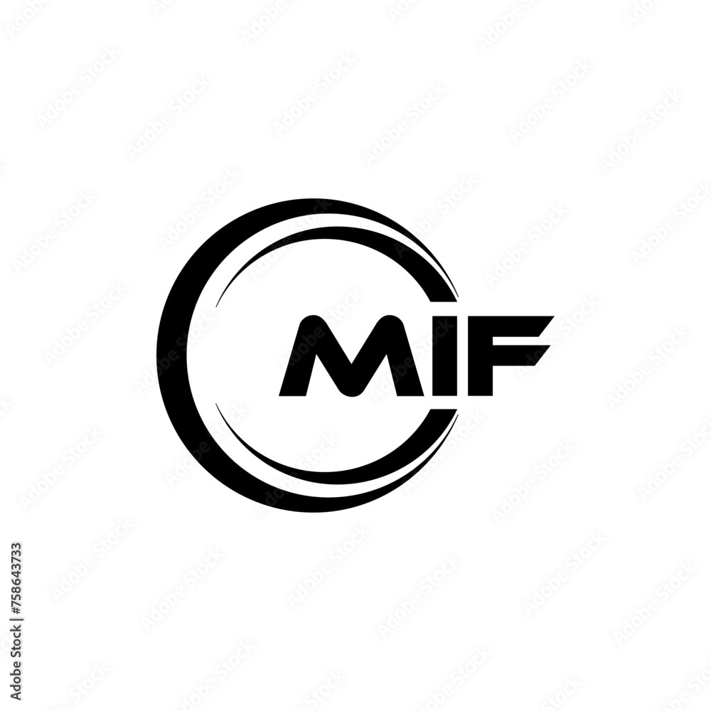 MIF letter logo design with white background in illustrator, cube logo, vector logo, modern alphabet font overlap style. calligraphy designs for logo, Poster, Invitation, etc. - obrazy, fototapety, plakaty 