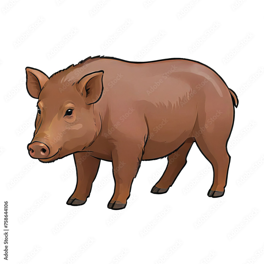 Obraz premium Wild Boar Hand Drawn Cartoon Style Illustration