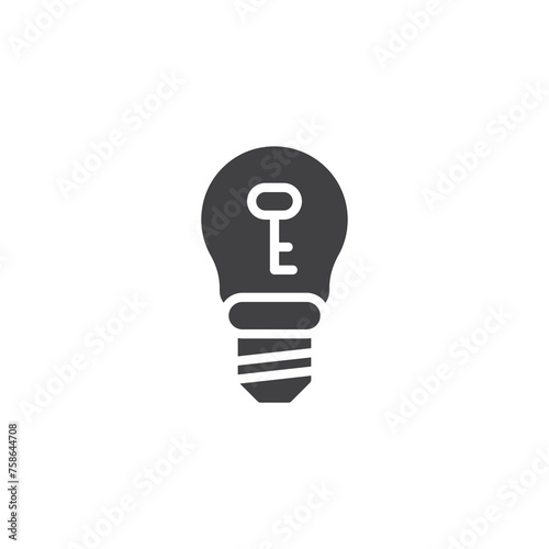 Light bulb with a key vector icon