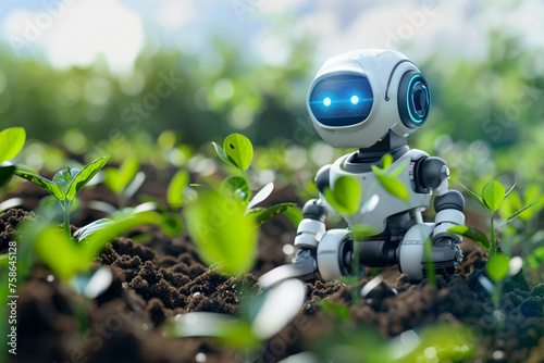 AI-powered robotics assisting in agricultural tasks such as planting, watering, and harvesting crops.