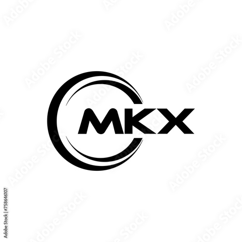 MKX letter logo design with white background in illustrator, cube logo, vector logo, modern alphabet font overlap style. calligraphy designs for logo, Poster, Invitation, etc. photo