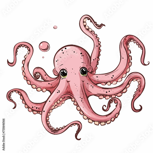 illustration of a cute cartoon octopus on a white background.