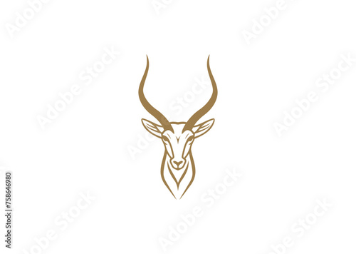 Antelope head logo design vector icon flat illustration
