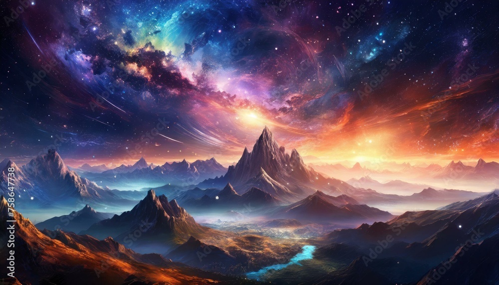 space and mountain landscape