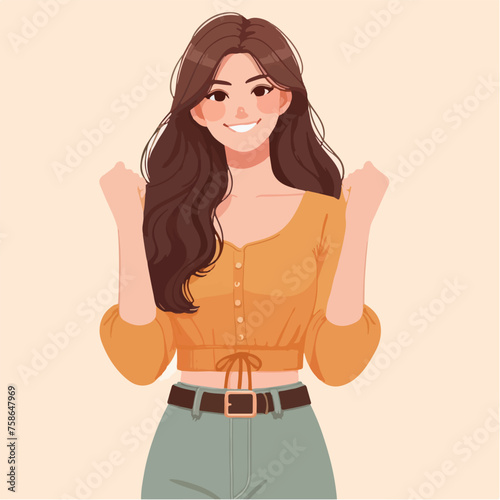 illustration of a beauty woman standing with a happy expression