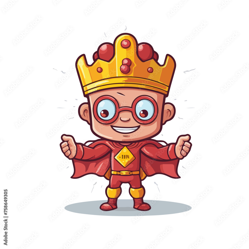 Brain hero comic character flat vector illustration