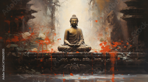 Buddha statue Oil Painting ..