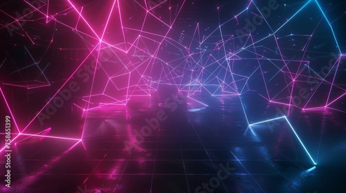 abstract glowing vibrant line geometric constellation background