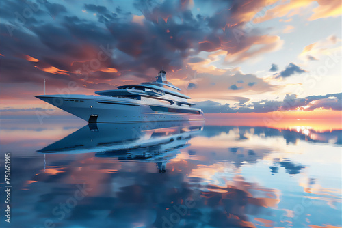 cruise ship at sunset © Maizal