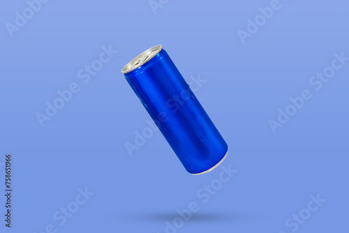 Aluminum blue color soft drink soda can isolated on blue background © Piman Khrutmuang