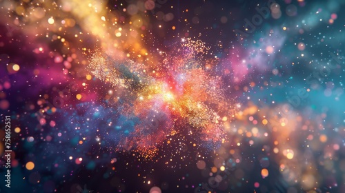 abstract colorful particles explosion technology background © fledermausstudio