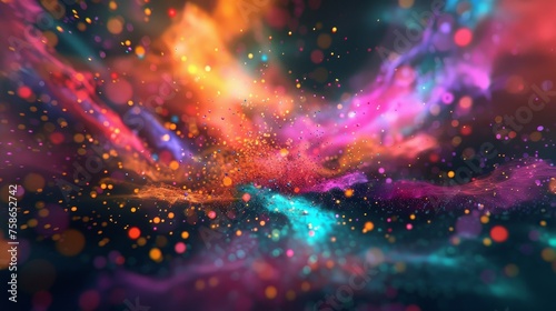 abstract colorful particles explosion technology background