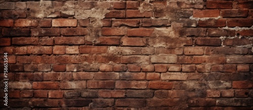 A detailed shot showcasing the intricate pattern of an old brick wall made up of various composite materials. Each brick bears the mark of the soil the building material was sourced from