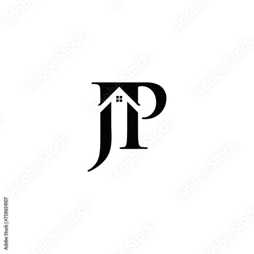 J P initial building logo vector concept