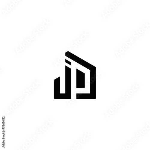J P initial building logo vector concept
