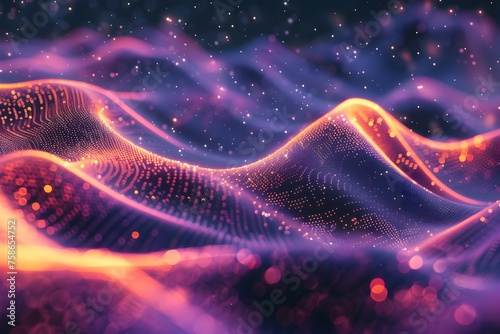Glowing Digital Wave Background: Abstract Abstraction for Technology and Development